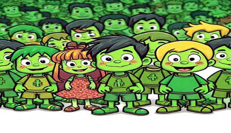 Green Colored Cartoon Characters